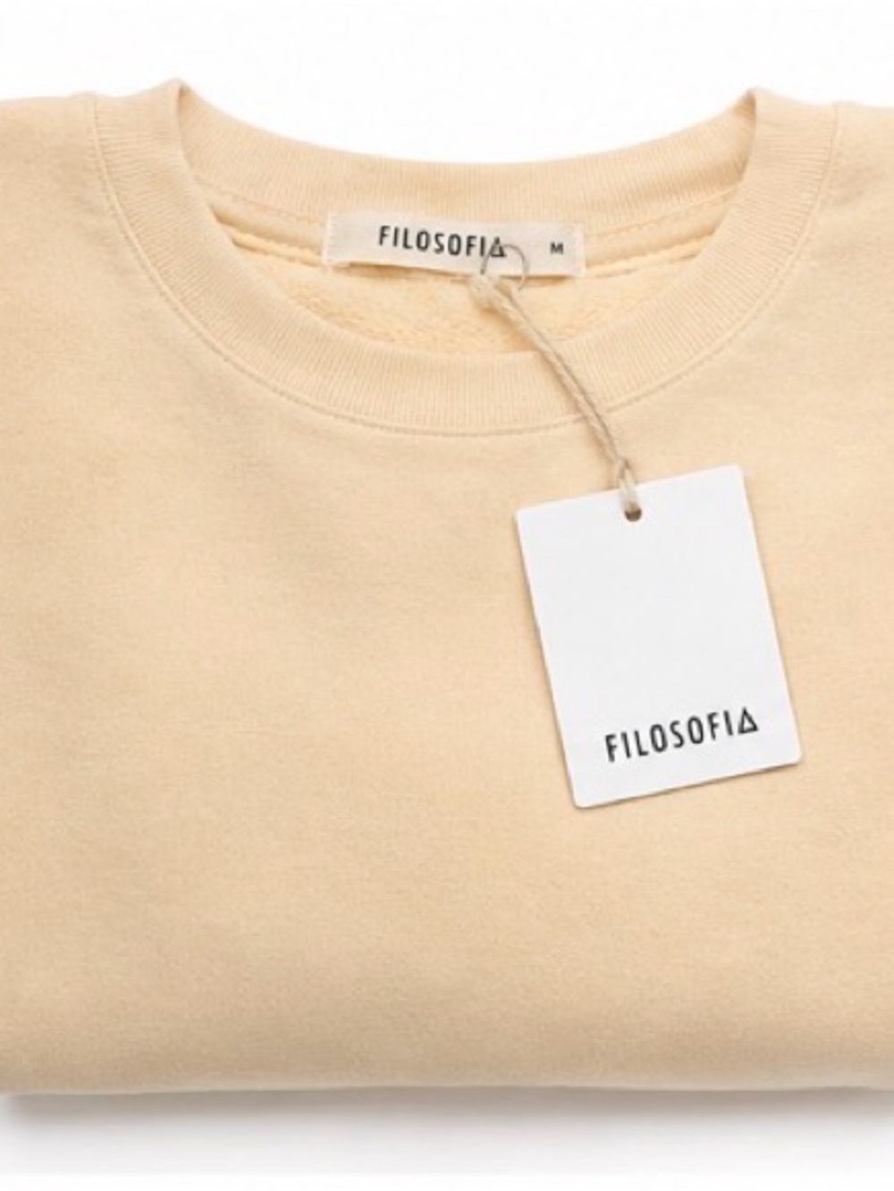 Filosofia Supima Cotton Cream Sweatshirt Pullover Made USA NWT M